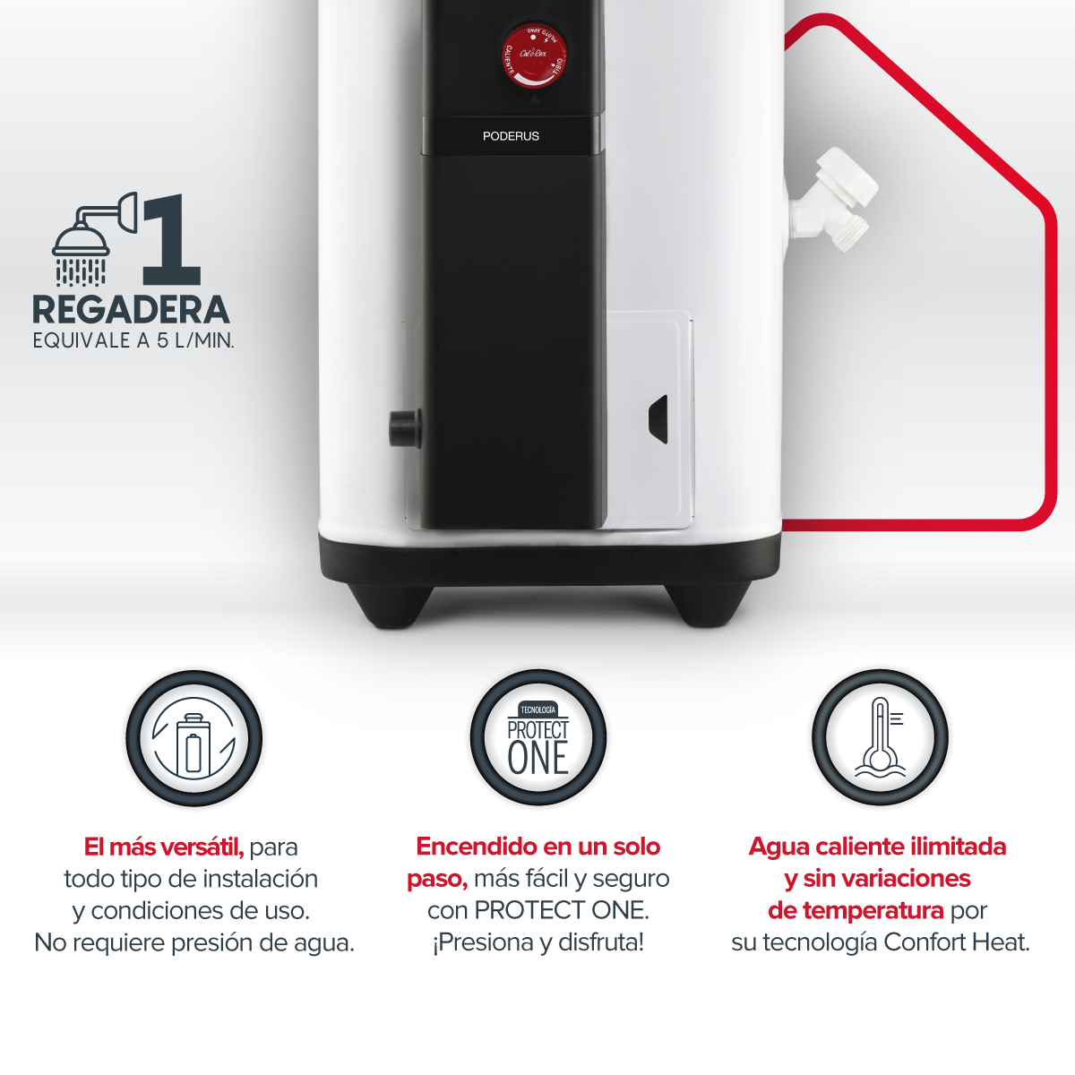Calentador de agua Calorex de paso PODERUS 06 Natural
