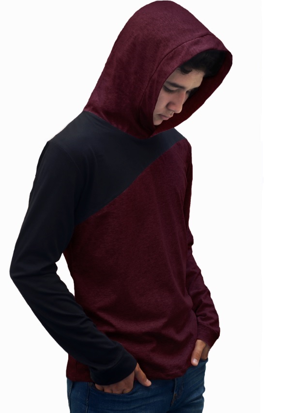 Playera Manga Larga Con Gorro Hombre 5 Pz cruzada.