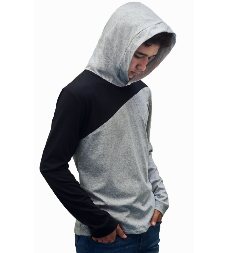 Playera Manga Larga Con Gorro Hombre 5 Pz cruzada.