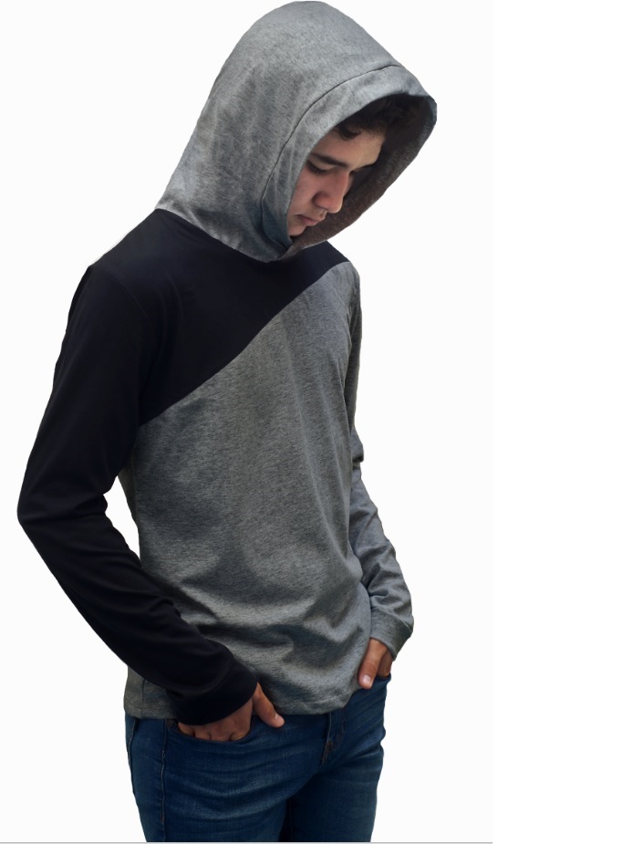 Playera Manga Larga Con Gorro Hombre 5 Pz cruzada.