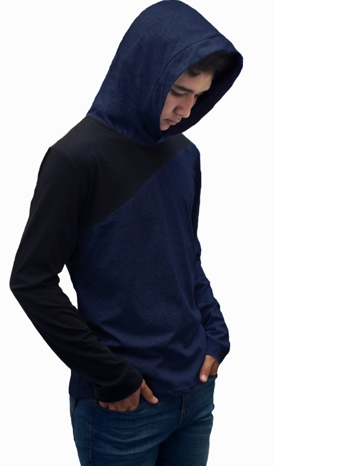 Playera Manga Larga Con Gorro Hombre 5 Pz cruzada.