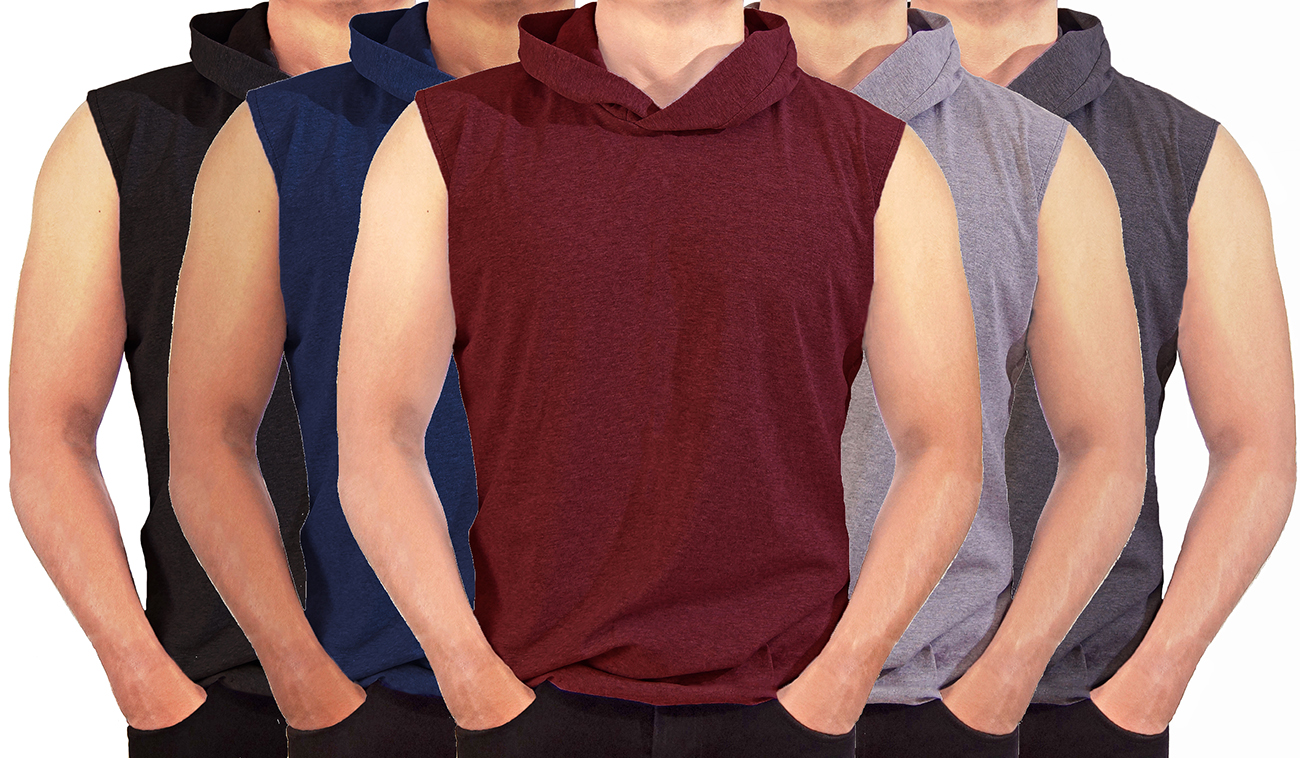 Playera Sin Manga Con Gorro De Hombre 5 Piezas camiseta.