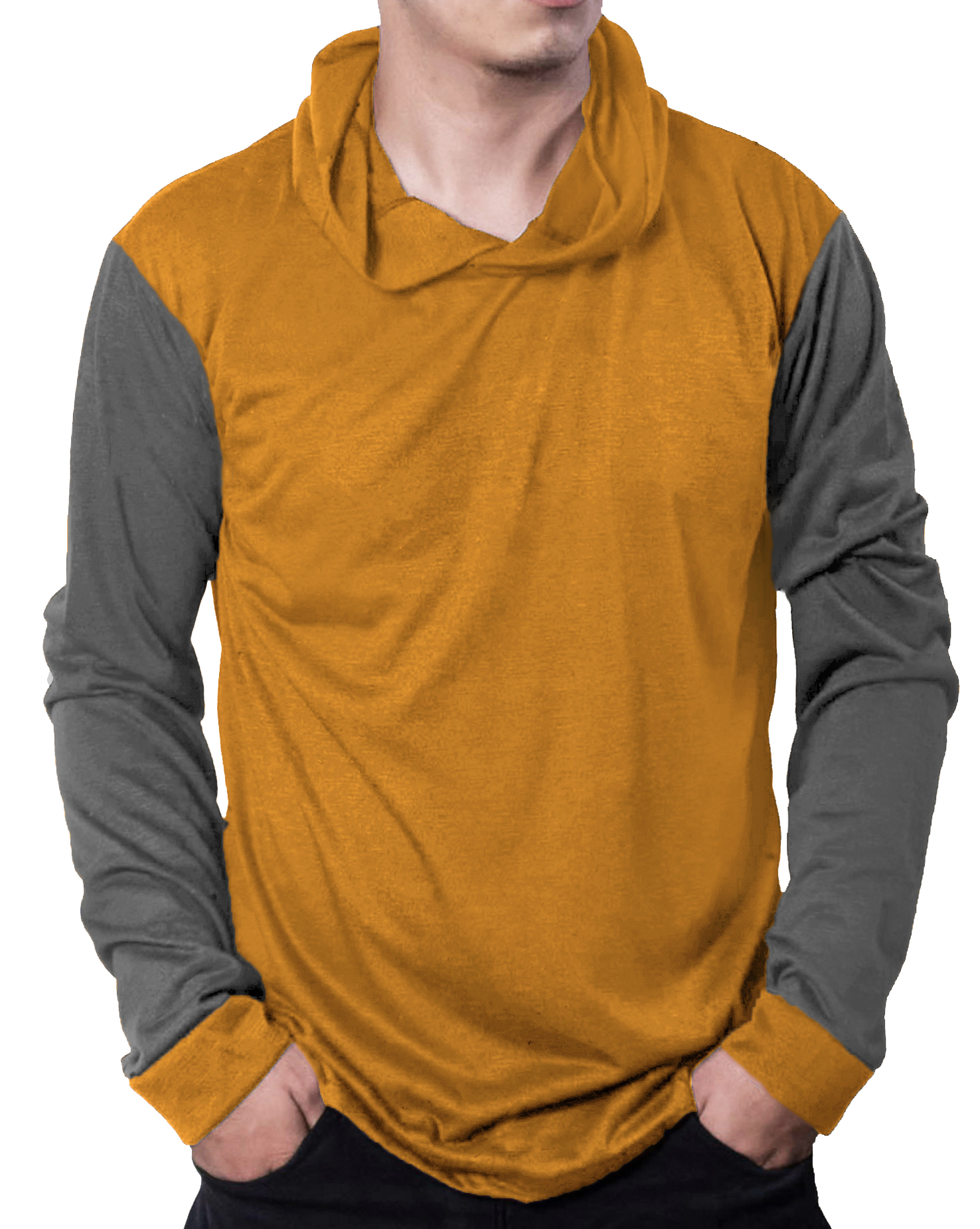 Playera Manga Larga Calada Combo 5 Piezas Strech Con Gorro.