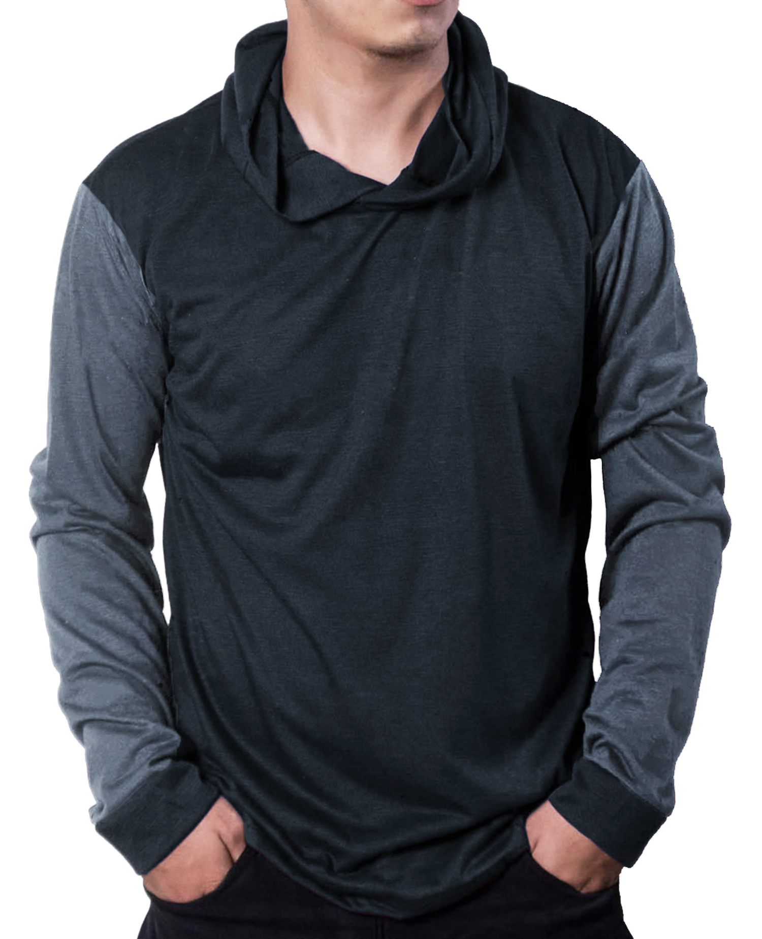Playera Manga Larga Calada Combo 5 Piezas Strech Con Gorro.