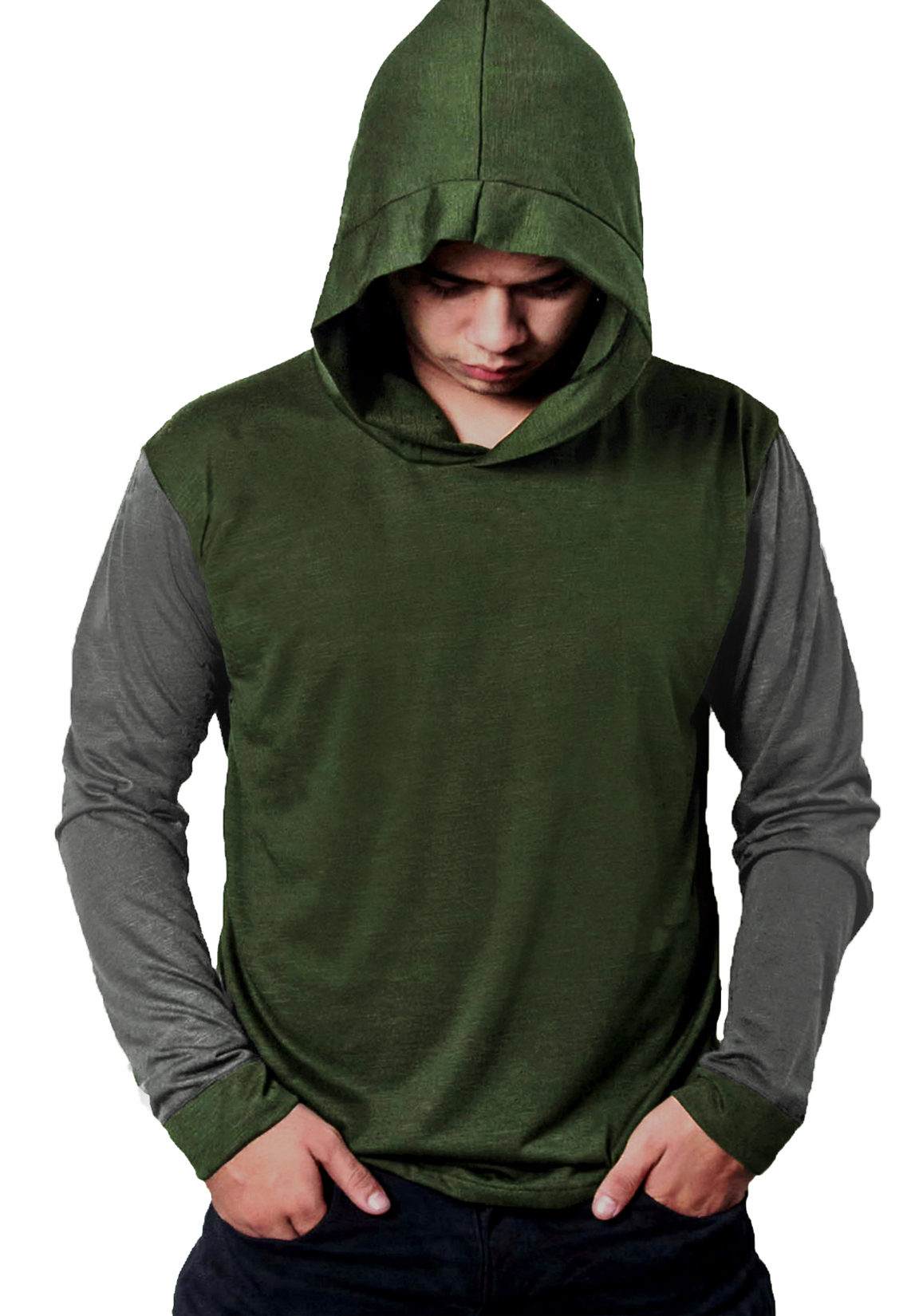 Playera Manga Larga Calada Combo 5 Piezas Strech Con Gorro.