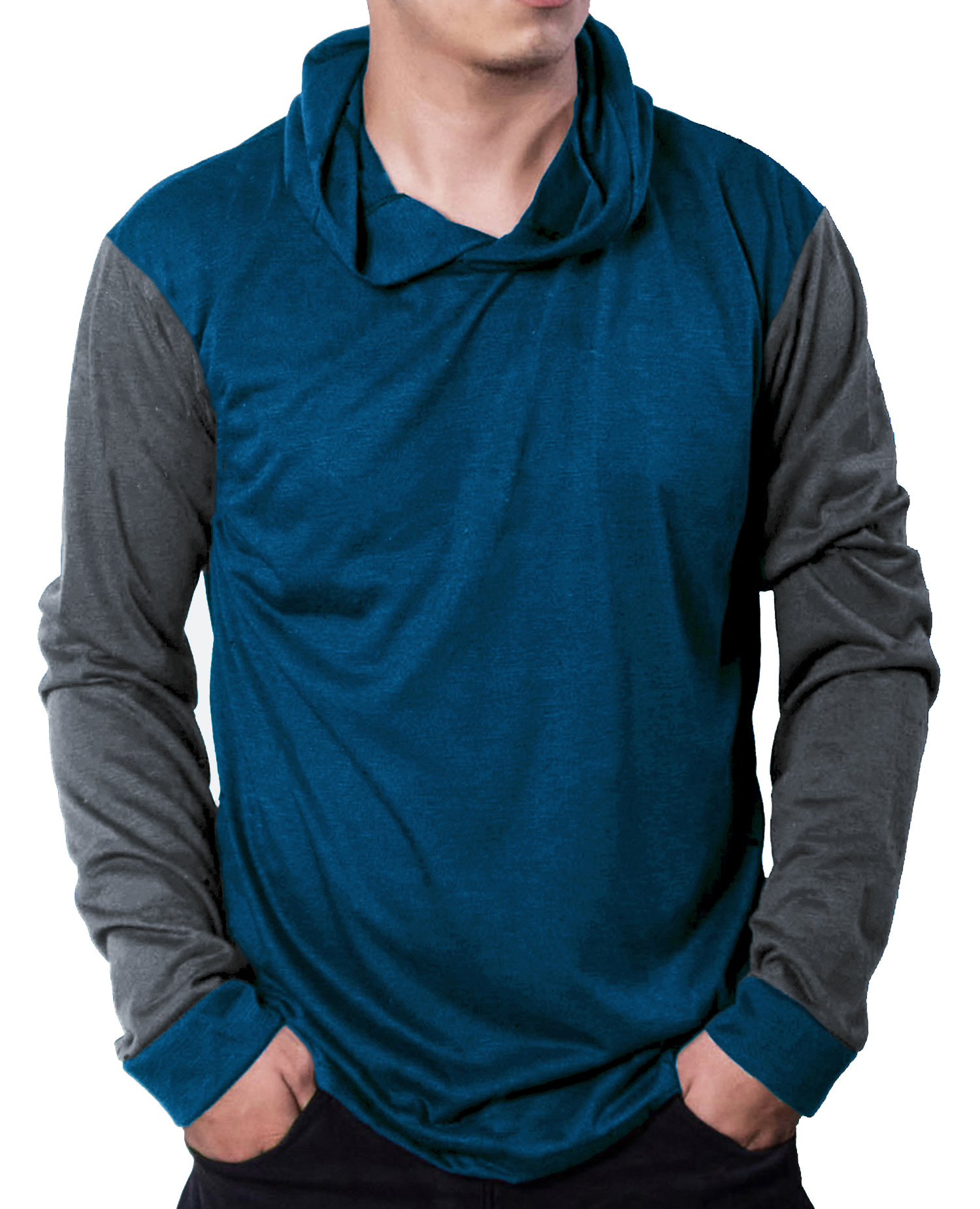 Playera Manga Larga Calada Combo 5 Piezas Strech Con Gorro.