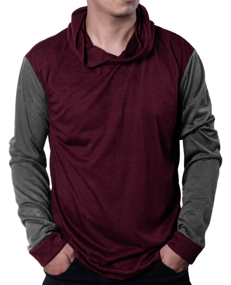 Playera Manga Larga Calada Combo 5 Piezas Strech Con Gorro.