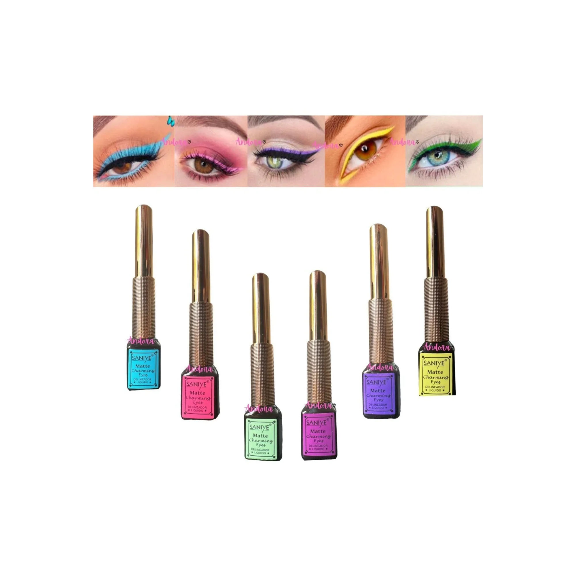 Delineadores De Colores Liquido Varios Tonos Larga Duración (Morado)