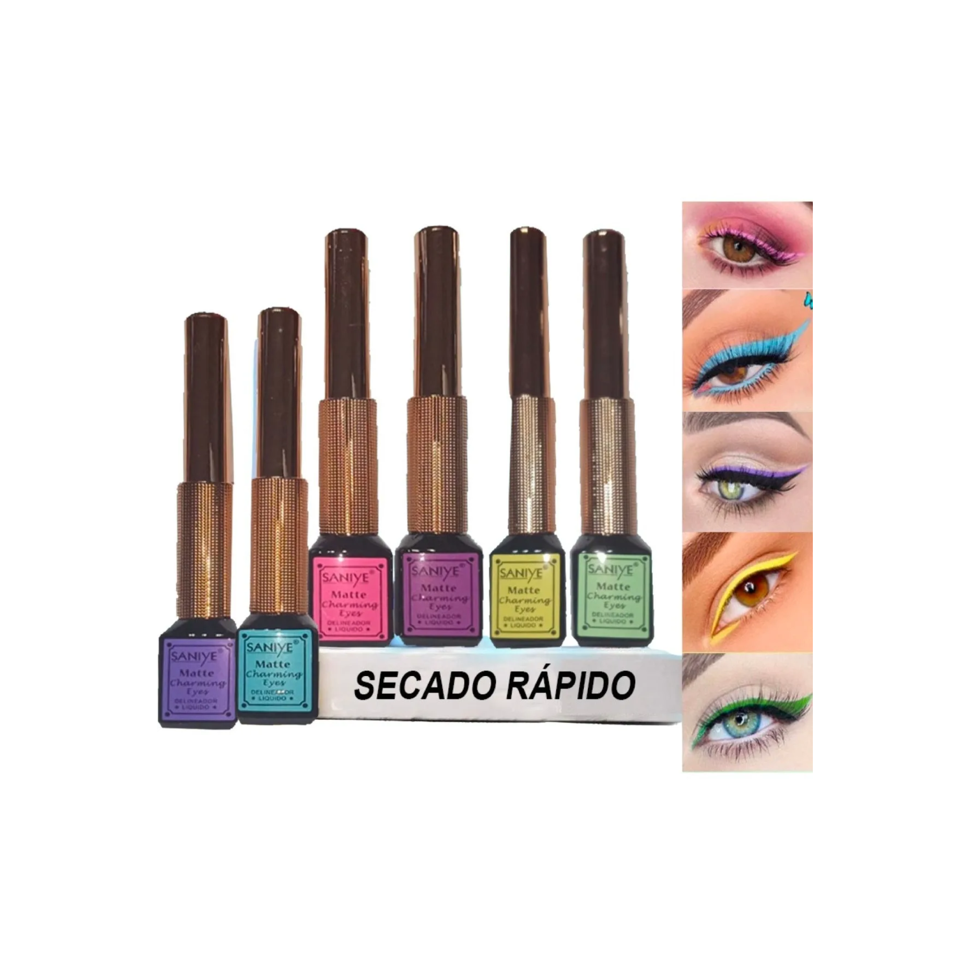 Delineadores De Colores Liquido Varios Tonos Larga Duración (Morado)