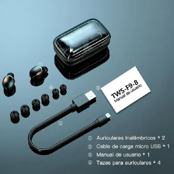 Audífonos Bluetooth Táctiles F9 con Power bank