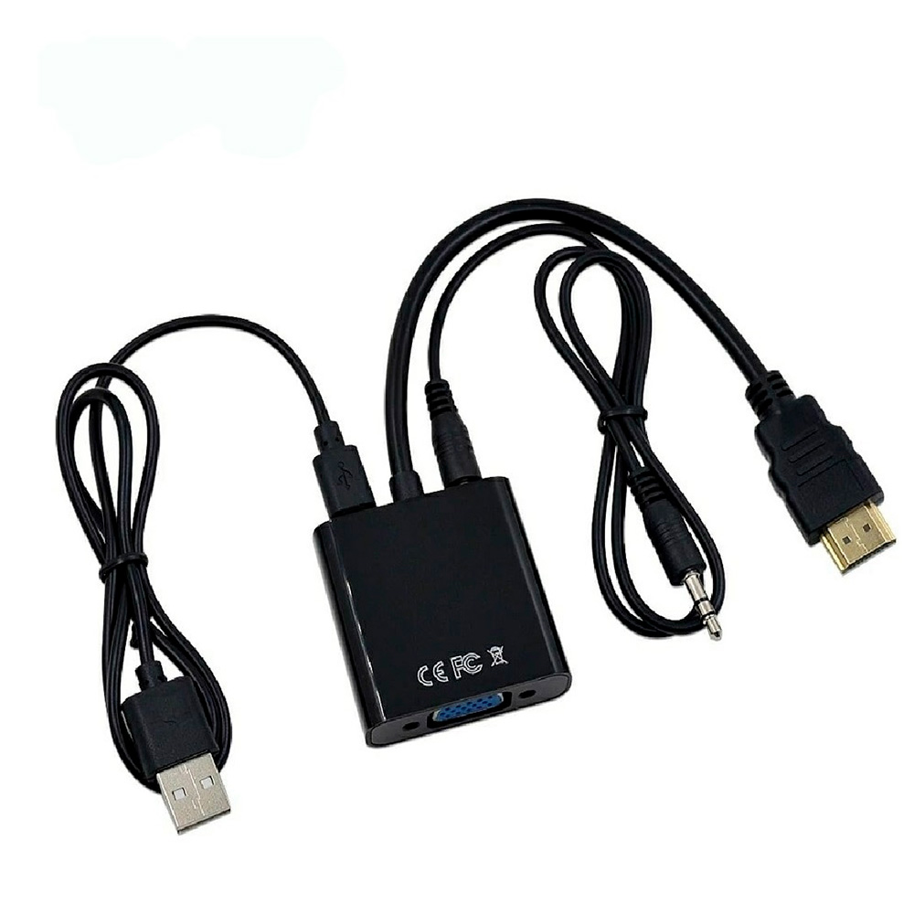 Adaptador HDMI a VGA con 3.5mm Audio Jack y Micro USB Fuente de Alimentación,1080P Convertidor Adaptador Portátil para DVD HDTV PC Laptop