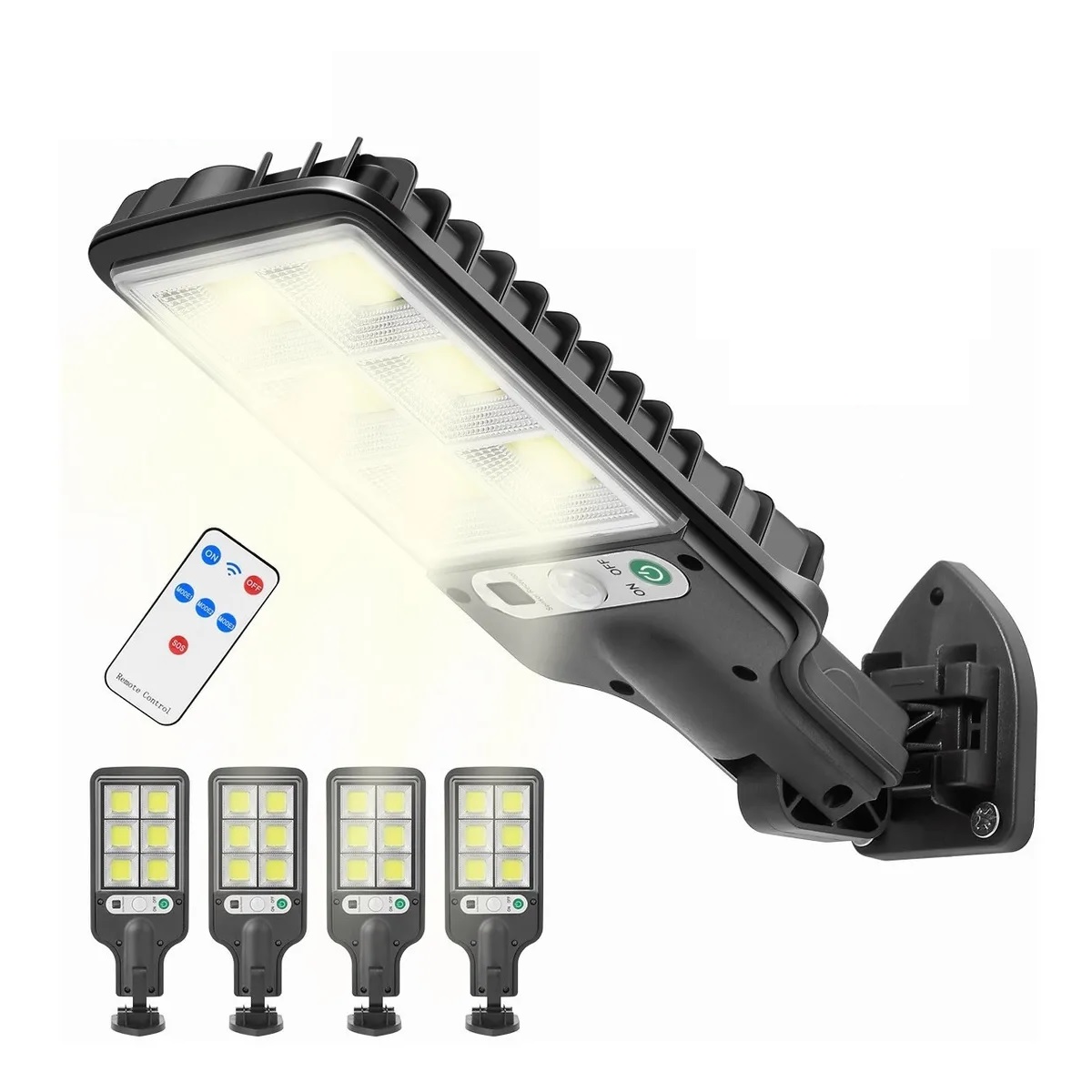 Set Lampara Solar Exterior Led Sensor Luces 3modos 4 Pzs