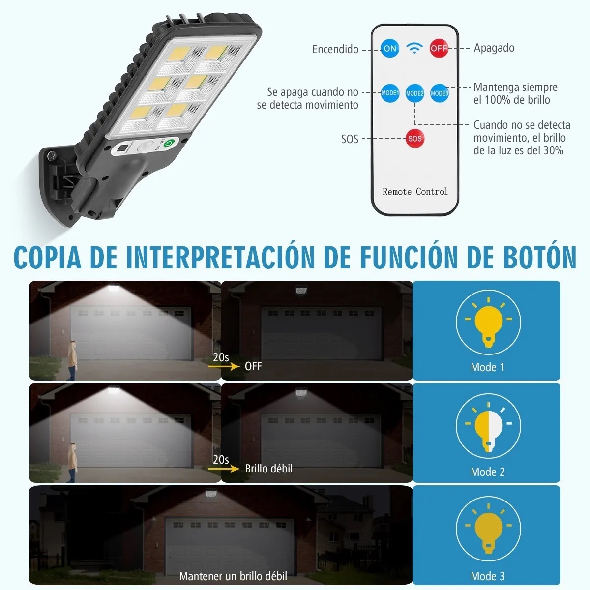 Set Lampara Solar Exterior Led Sensor Luces 3modos 4 Pzs