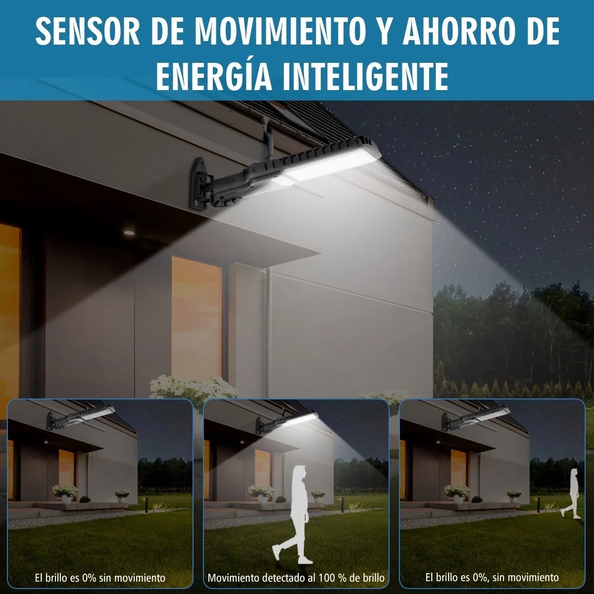 Set Lampara Solar Exterior Led Sensor Luces 3modos 4 Pzs