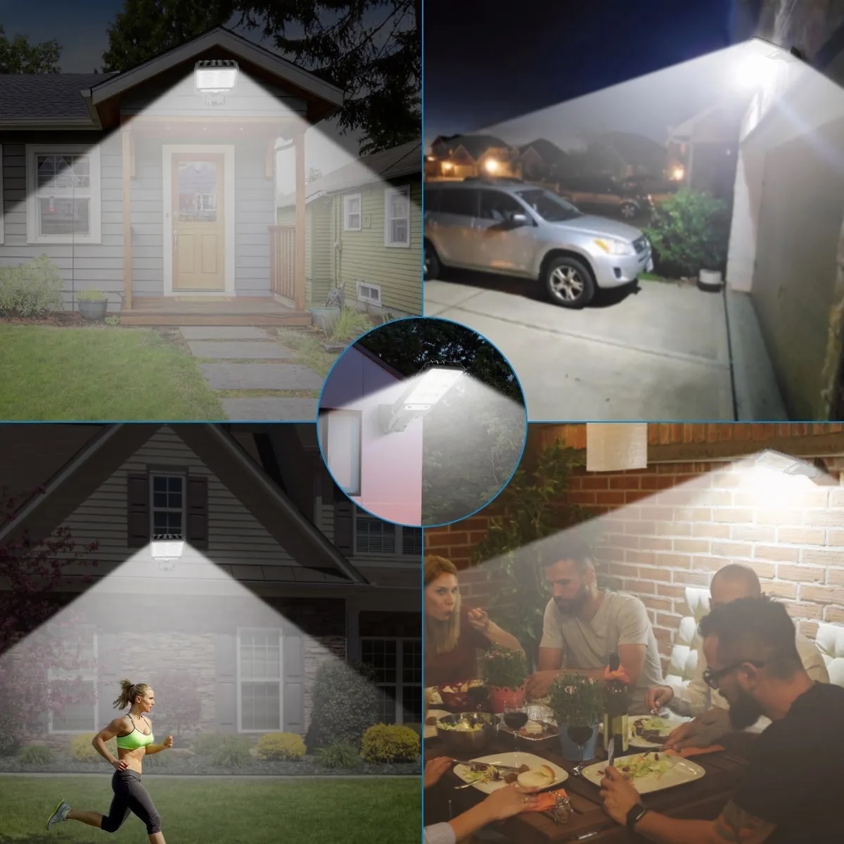 Set Lampara Solar Exterior Led Sensor Luces 3modos 4 Pzs