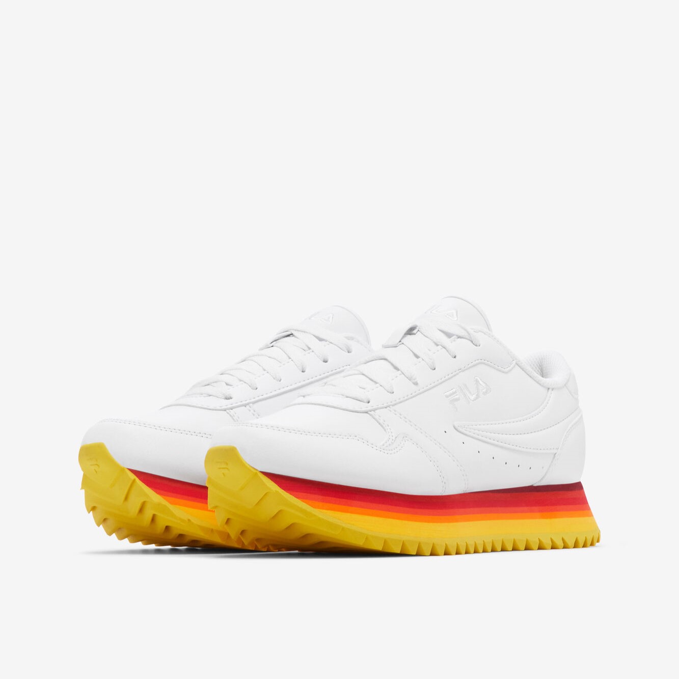 Tenis Fila Orbit Stripe Blanco Amarillo Rojo de Dama Original