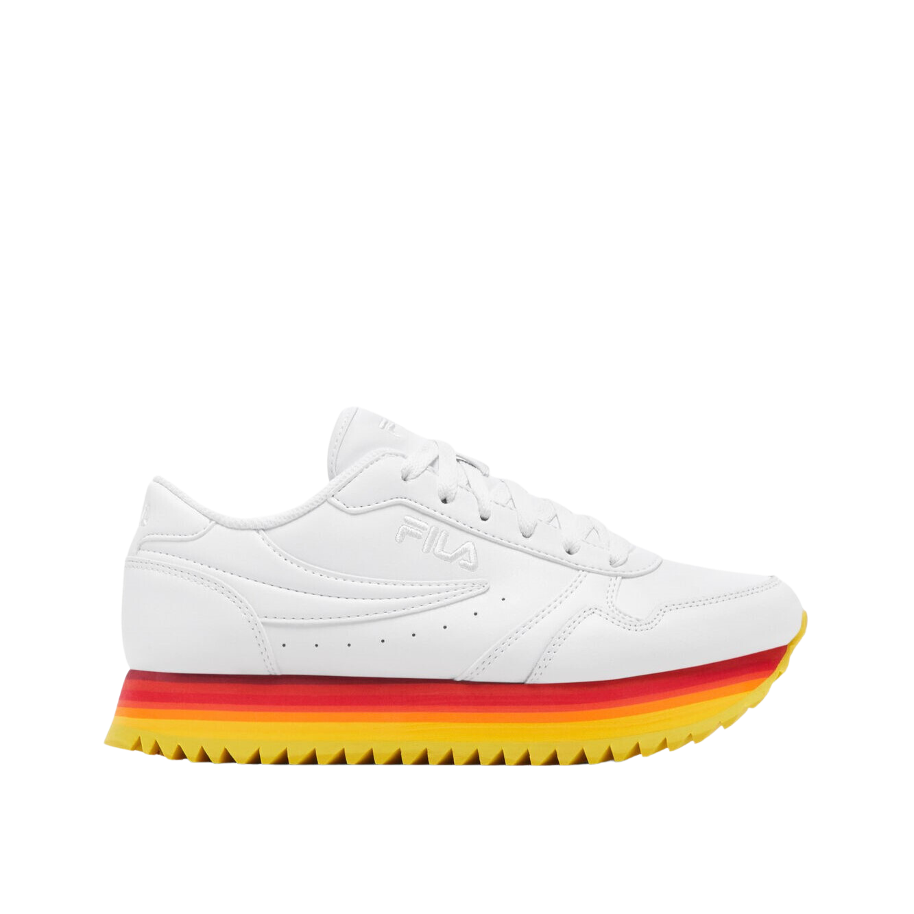 Tenis Fila Orbit Stripe Blanco Amarillo Rojo de Dama Original