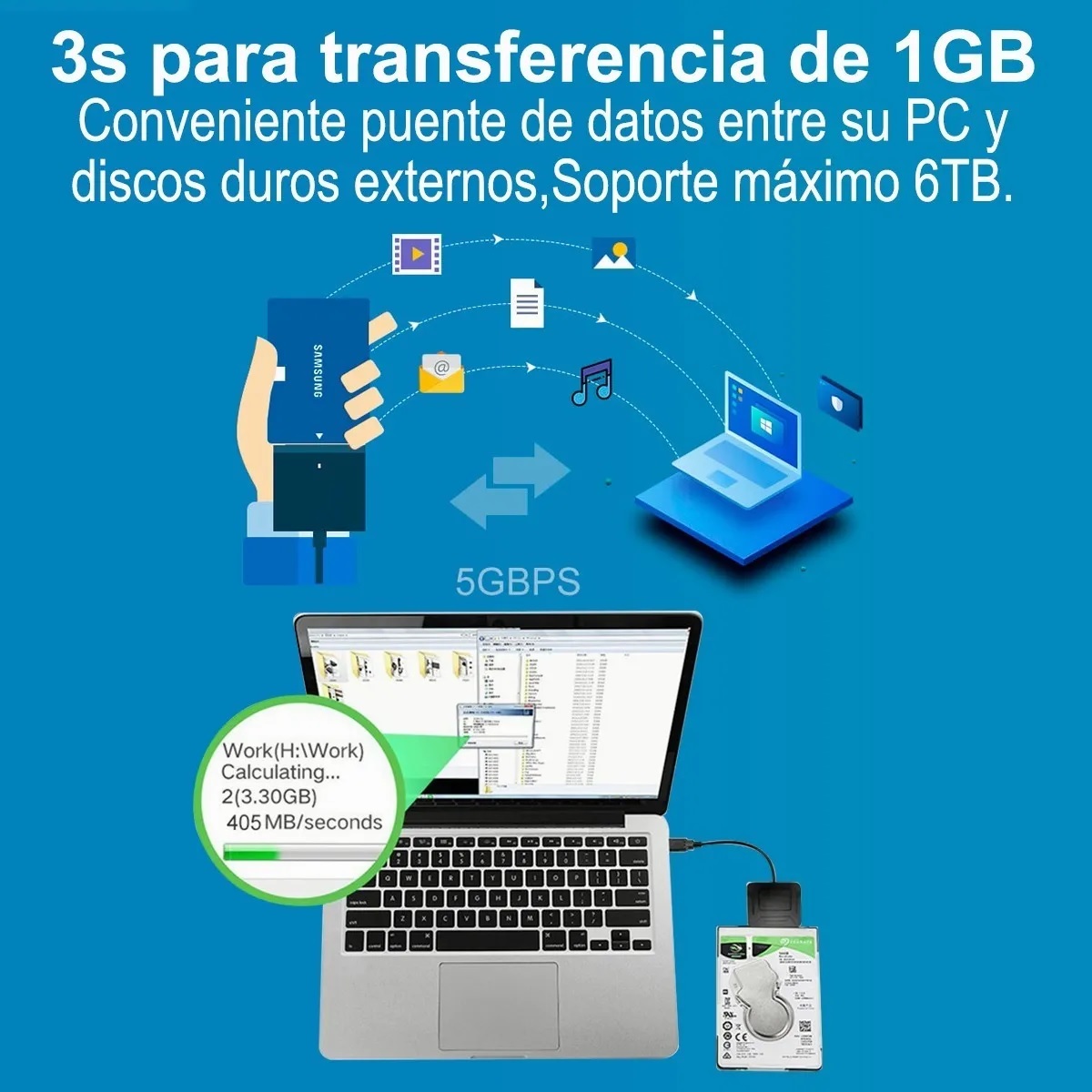 Cable Adaptador Usb 3.0 A Sata Para Disco Duro 2.5 /3.5