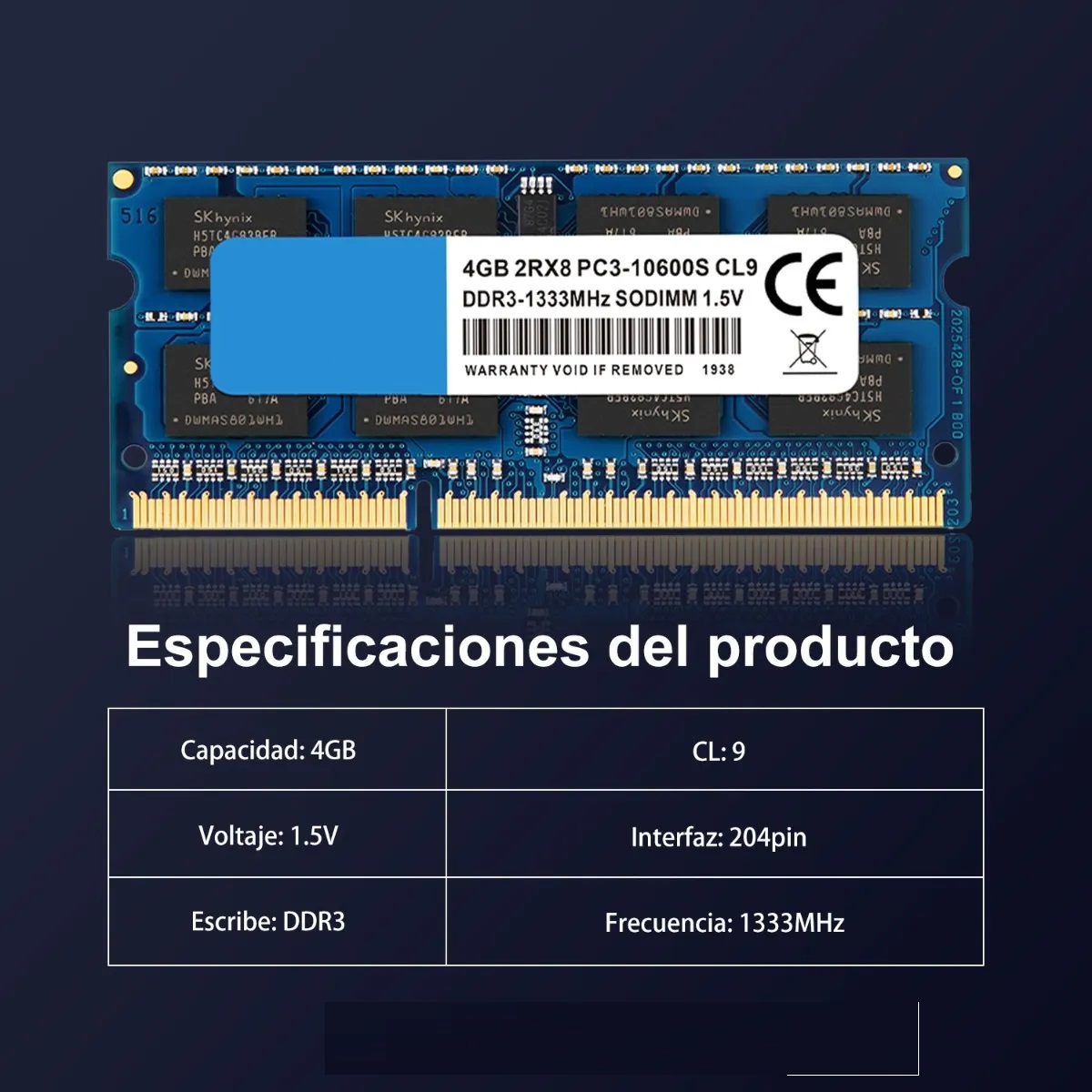 Memoria Ram Tecmiyo 4gb Ddr3-1333