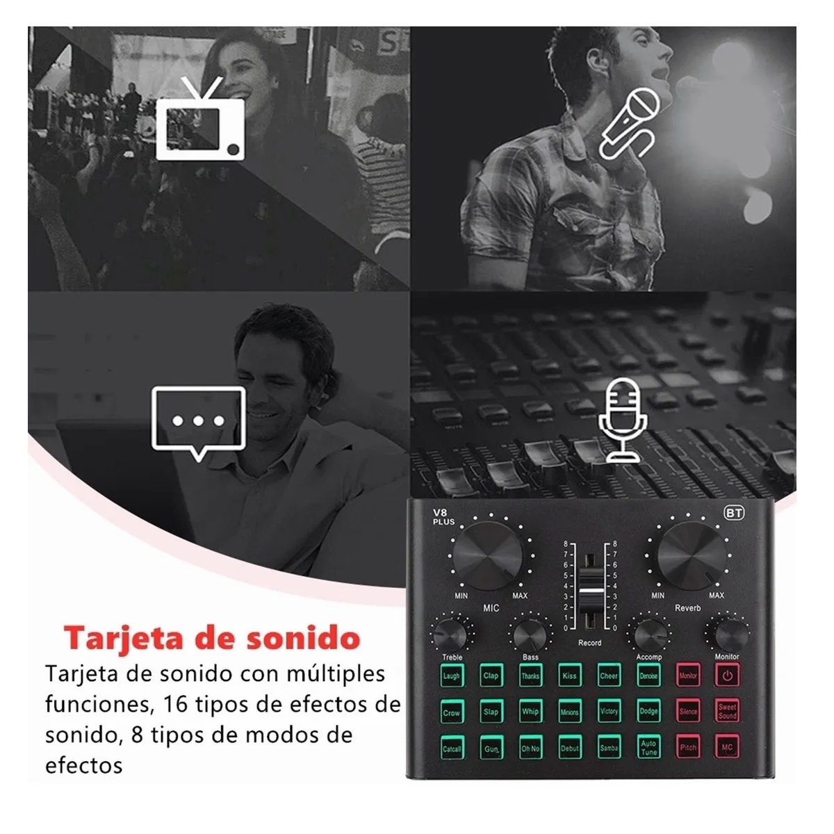Mezclador Usb Externo Tarjeta De Sonido Audio Vivo V8