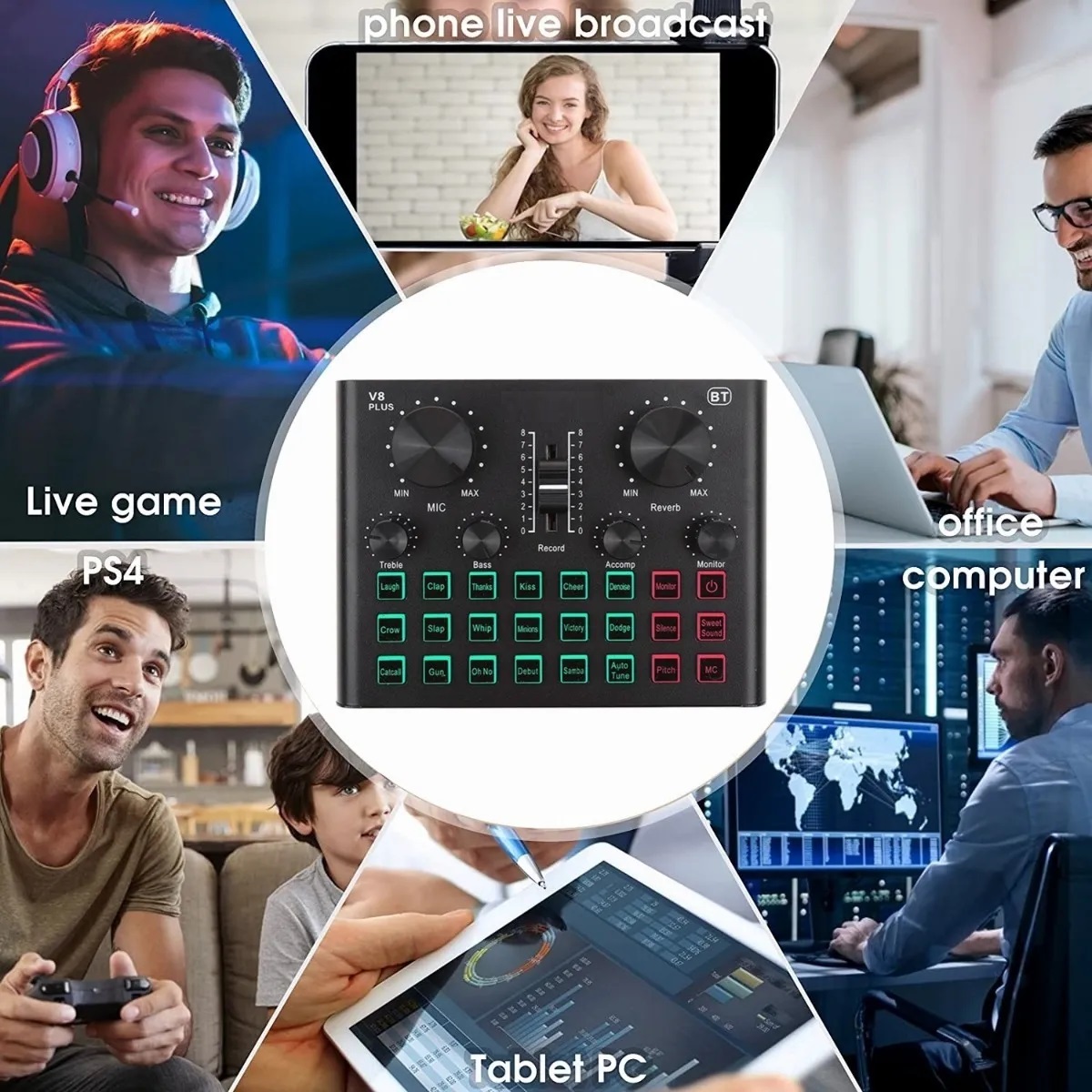 Mezclador Usb Externo Tarjeta De Sonido Audio Vivo V8