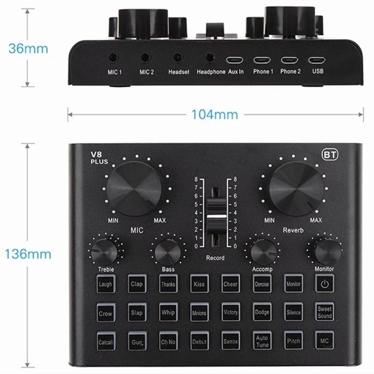 Tarjeta de sonido externa USB Tipo de metal negro