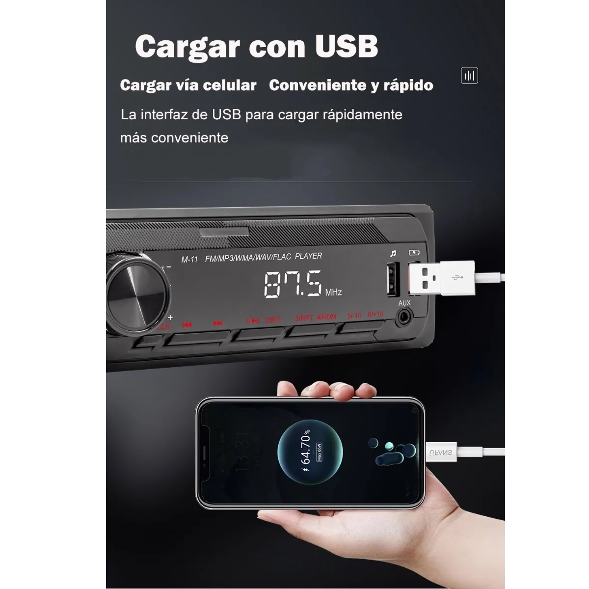 Estéreo Para Auto Con Mp3 2 Usb Bluetooth 1 Din