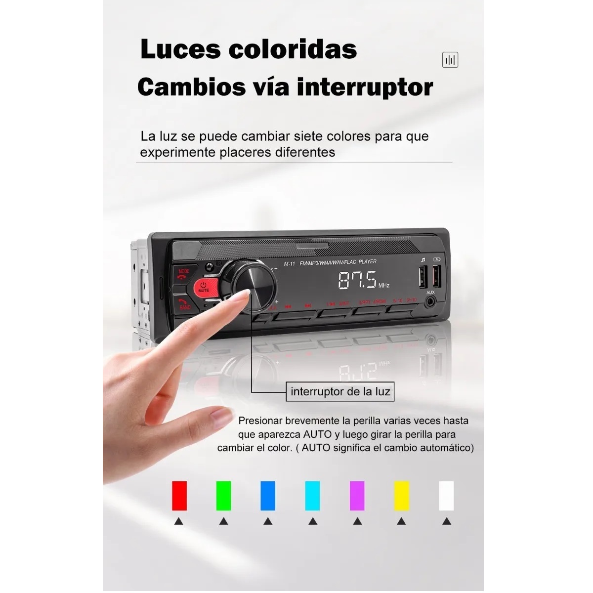 1 DIN Radio de coche Bluetooth reproductor MP3, radio FM para coche,  reproducción de audio HiFi con interfaz AUX/USB, función de llamada manos  libres