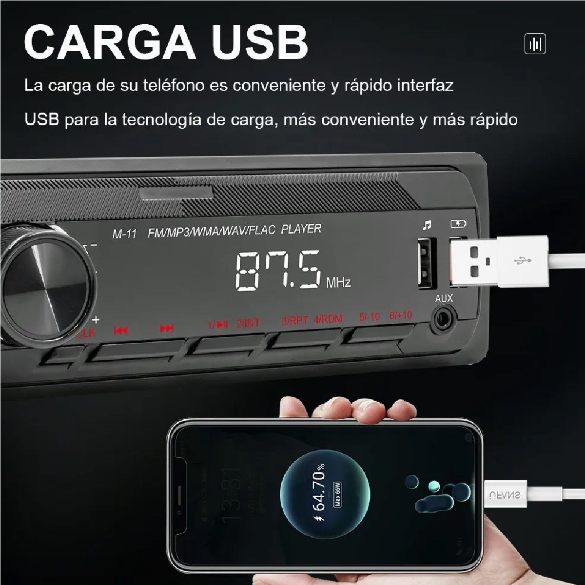 Estereo Para Auto Coche Reproductor Mp3 Radio Con Bt Usb Sd