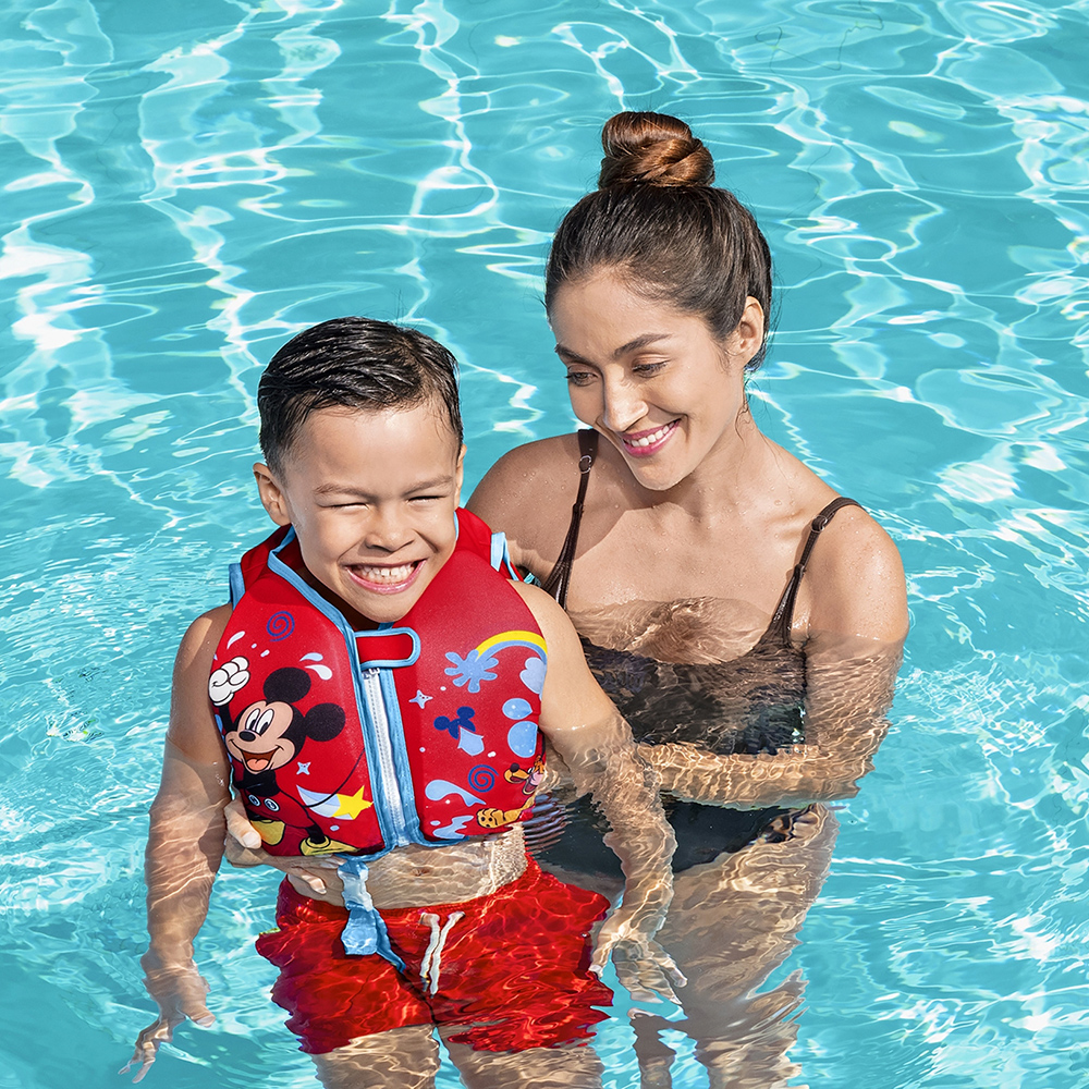 Chaleco Salvavidas Inflable Para Niño Mickey 3 A 6 Años Rojo