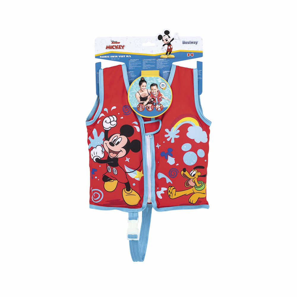 Chaleco Salvavidas Inflable Para Niño Mickey 3 A 6 Años Rojo