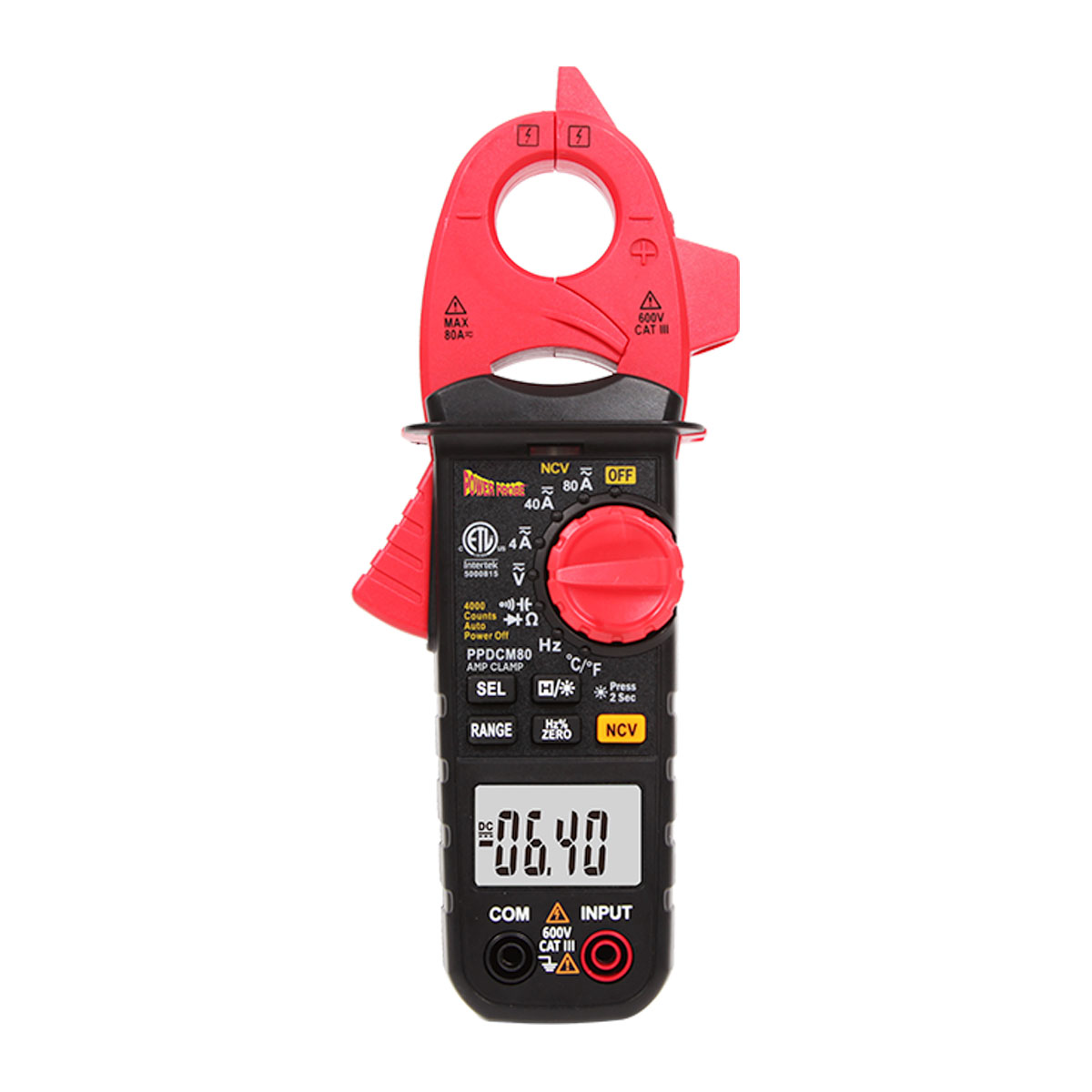 Pinza Amperimétrica Digita, CAT III 600V, PPDCM80 Power Probe