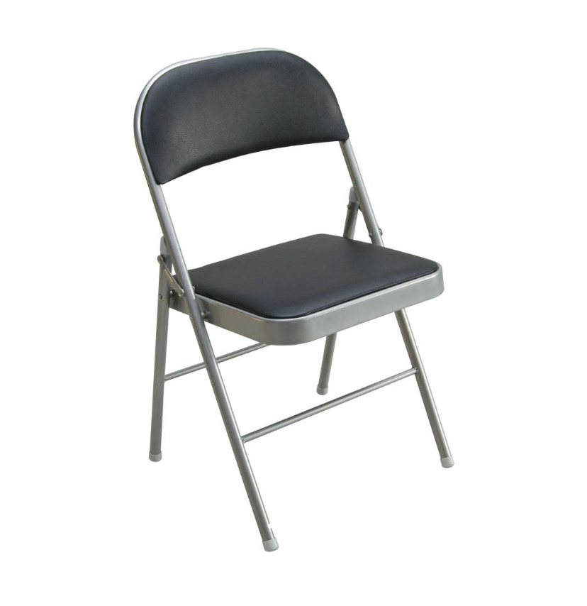 Silla Plegable Acojinada Metálica Con Vinil 6 Pzas Negro