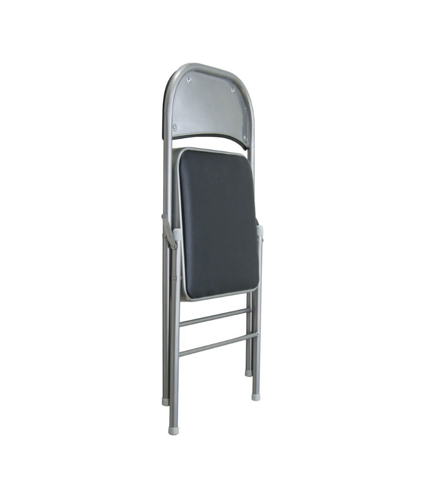 Silla Plegable Acojinada Metálica Con Vinil 6 Pzas Negro
