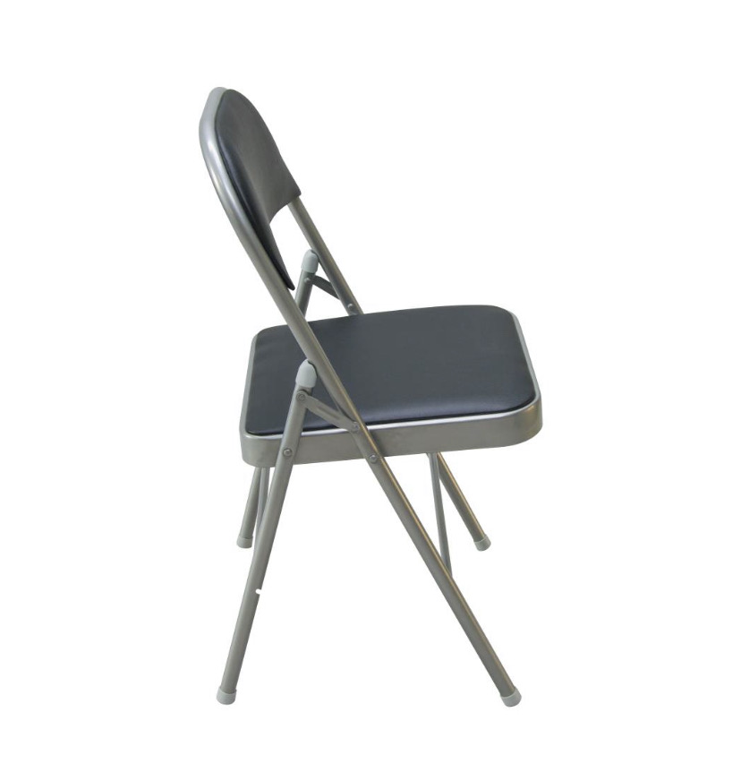 Silla Plegable Acojinada Metálica Con Vinil 6 Pzas Negro