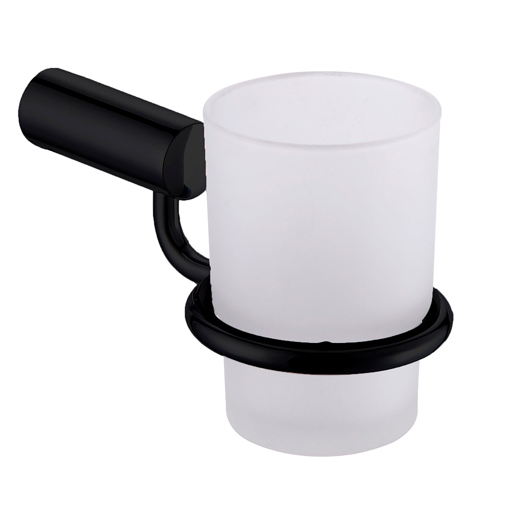 Juego De Baño 7 Piezas Con Repisa Vidrio Templado Negro Mate