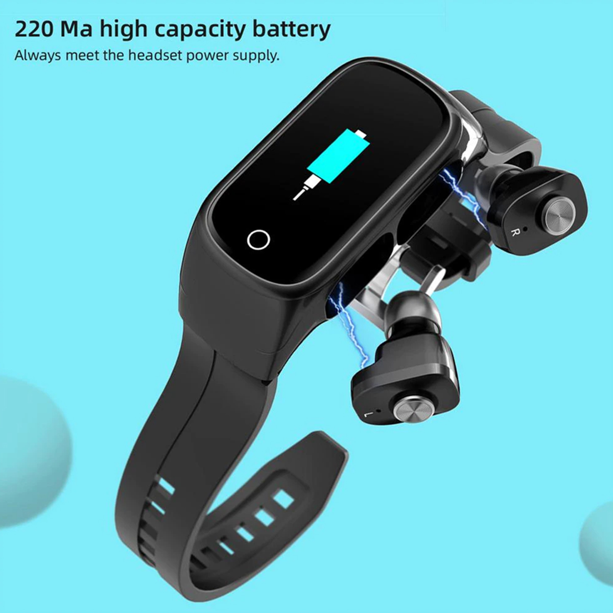 Fralugio Smart Watch Reloj Inteligente Banda Deportiva M1 con Audifonos Manos Libres Bluetooth 