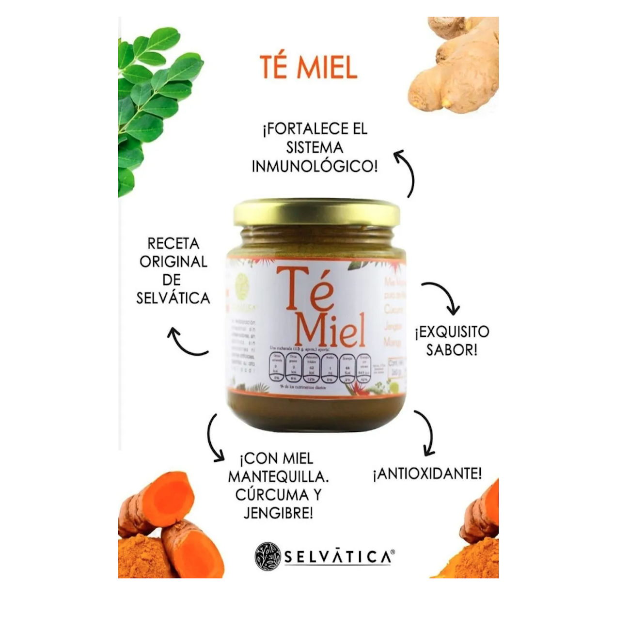 Te Miel Original Cúrcuma, Jengibre, Moringa Y Miel Mantequilla 260 g