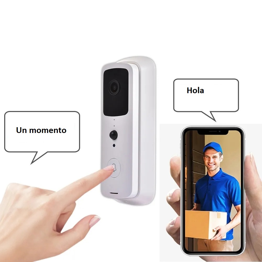 Timbre Interfon Videoportero Inteligente IOT con 1080p Conexion WiFi Seguridad WPS Envia Video y Audio a tu Telefono mediante su App Incluye Sensor de Movimiento Vision Nocturna Alarma Antirrobo y Almacenamiento en la Nube / Master / IOT-VIDEODOORBELL
