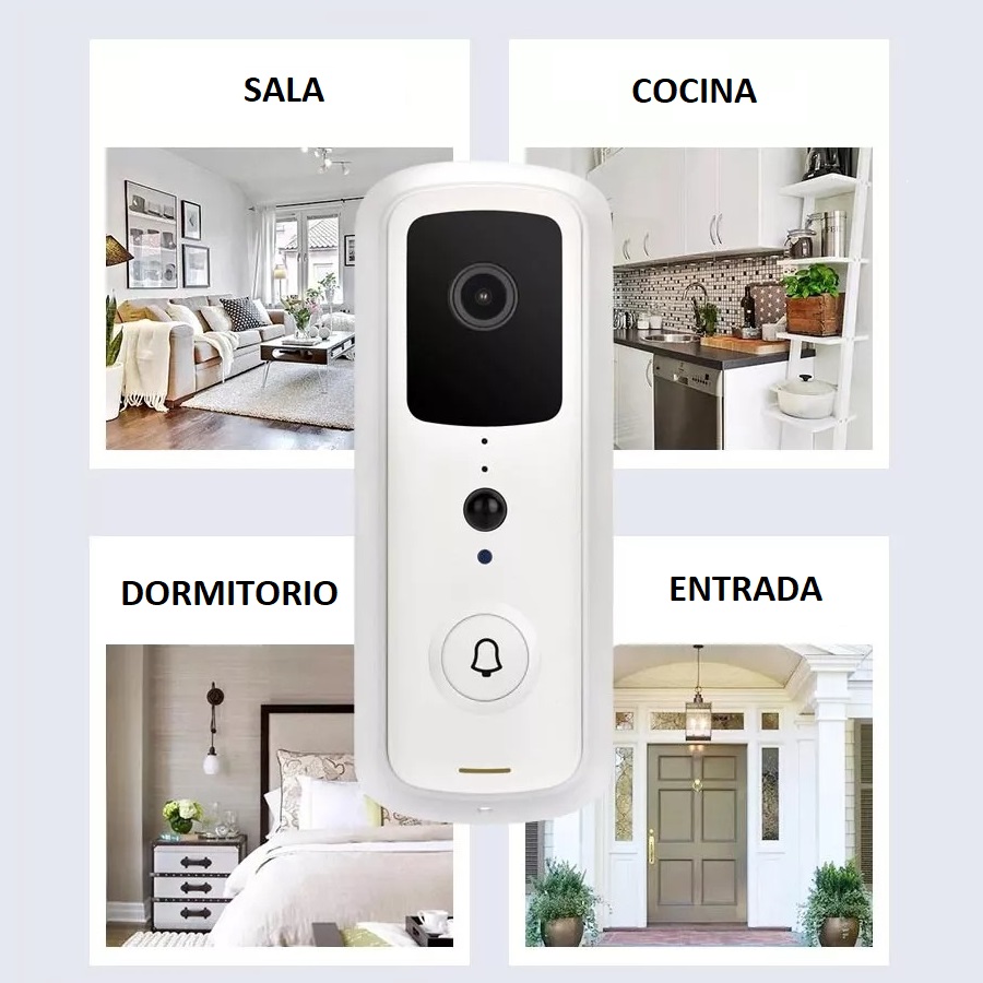 Timbre Interfon Videoportero Inteligente IOT con 1080p Conexion WiFi Seguridad WPS Envia Video y Audio a tu Telefono mediante su App Incluye Sensor de Movimiento Vision Nocturna Alarma Antirrobo y Almacenamiento en la Nube / Master / IOT-VIDEODOORBELL