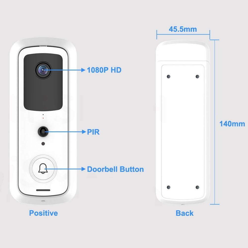 Timbre Interfon Videoportero Inteligente IOT con 1080p Conexion WiFi Seguridad WPS Envia Video y Audio a tu Telefono mediante su App Incluye Sensor de Movimiento Vision Nocturna Alarma Antirrobo y Almacenamiento en la Nube / Master / IOT-VIDEODOORBELL