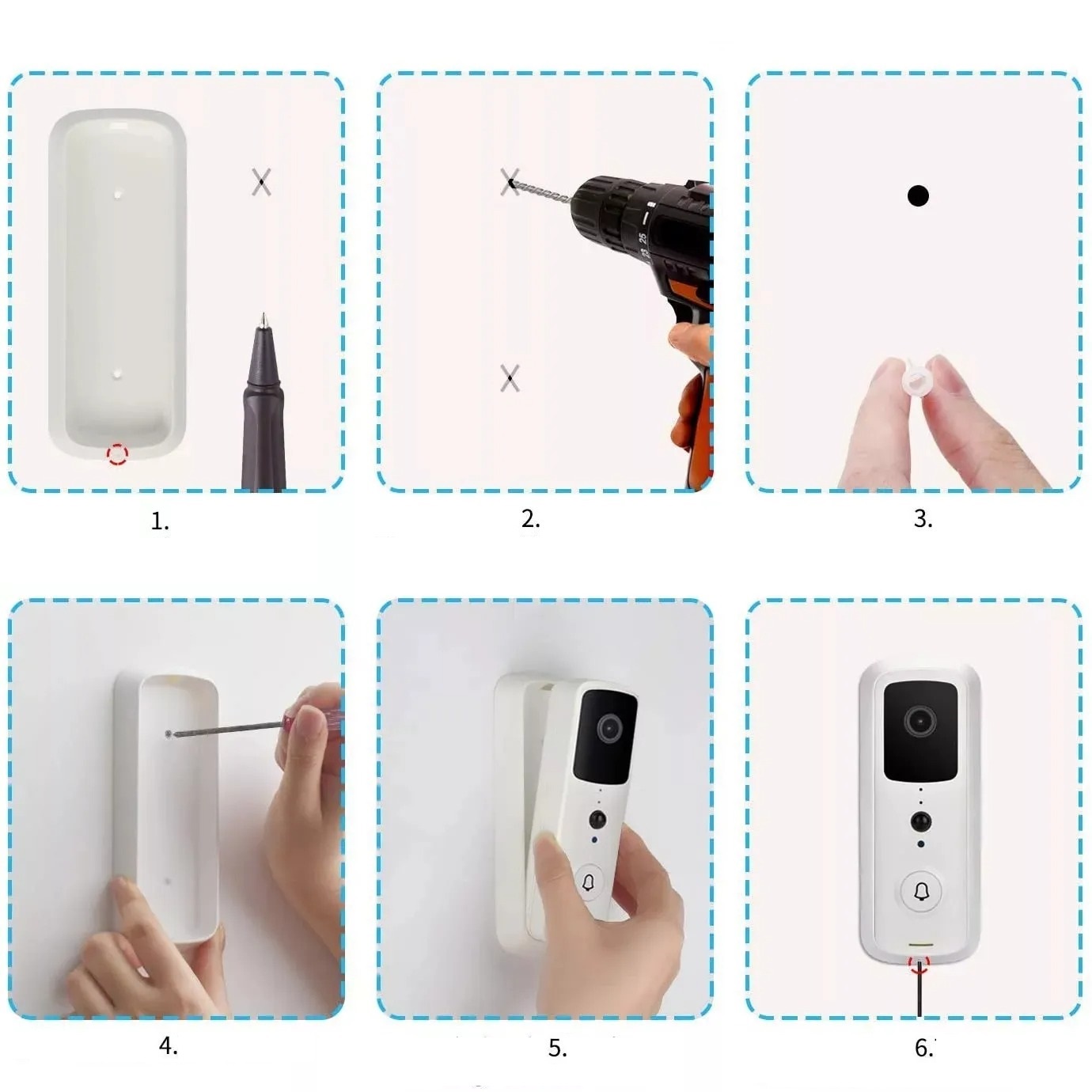 Timbre Interfon Videoportero Inteligente IOT con 1080p Conexion WiFi Seguridad WPS Envia Video y Audio a tu Telefono mediante su App Incluye Sensor de Movimiento Vision Nocturna Alarma Antirrobo y Almacenamiento en la Nube / Master / IOT-VIDEODOORBELL