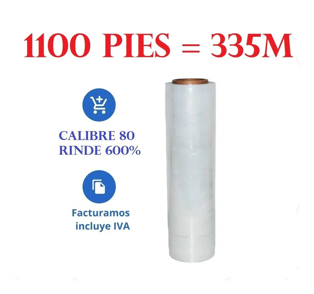 Rollo De Playo Emplaye Grueso Polistretch Material de Empaque y Embalaje 18 pulgadas Calibre 80 1100 ft 3 Kg