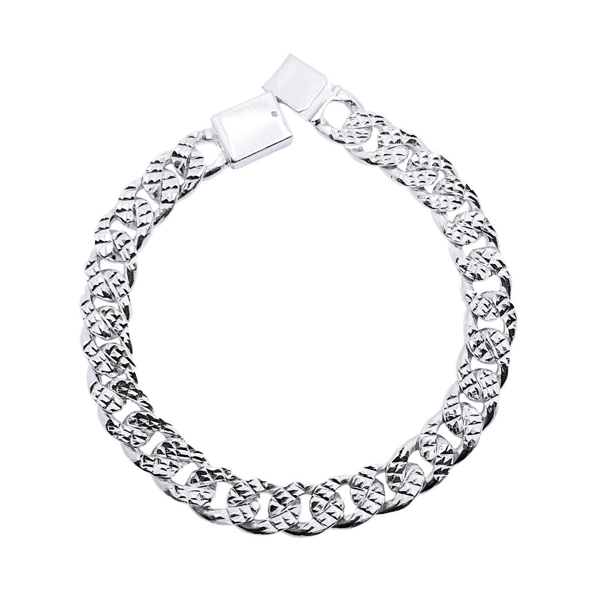 Esclava de plata .925 Hombre, cubana diamantada y hecha a mano. Incluye certificado y caja de regalo