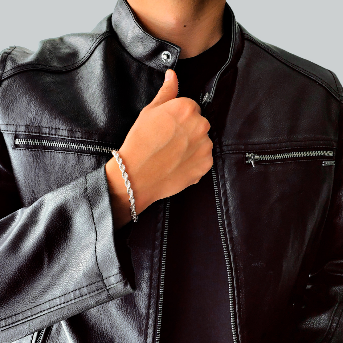 Pulsera Torzal de plata 925 para hombre con broche de caja. Incluye caja de regalo