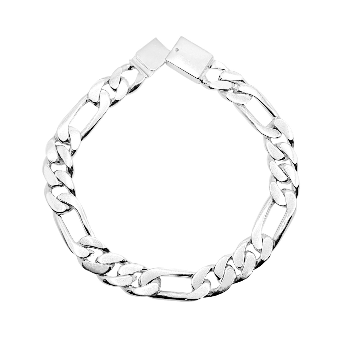 Pulsera de plata .925 Hombre figaro, hecha a mano y con broche de caja. Incluye certificado y caja de regalo