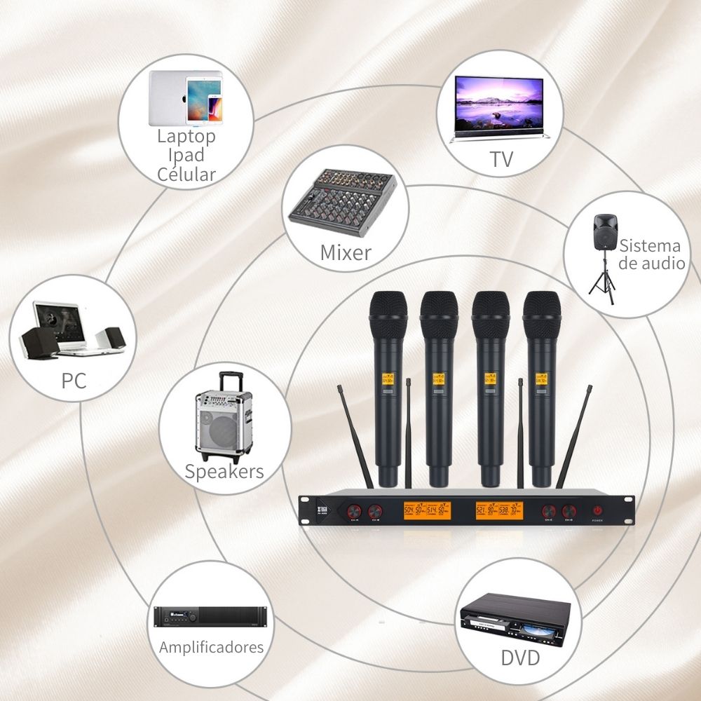 Micrófonos Xtuga A400 Inalambricos Alta Resolucion XLR 4 PZAS