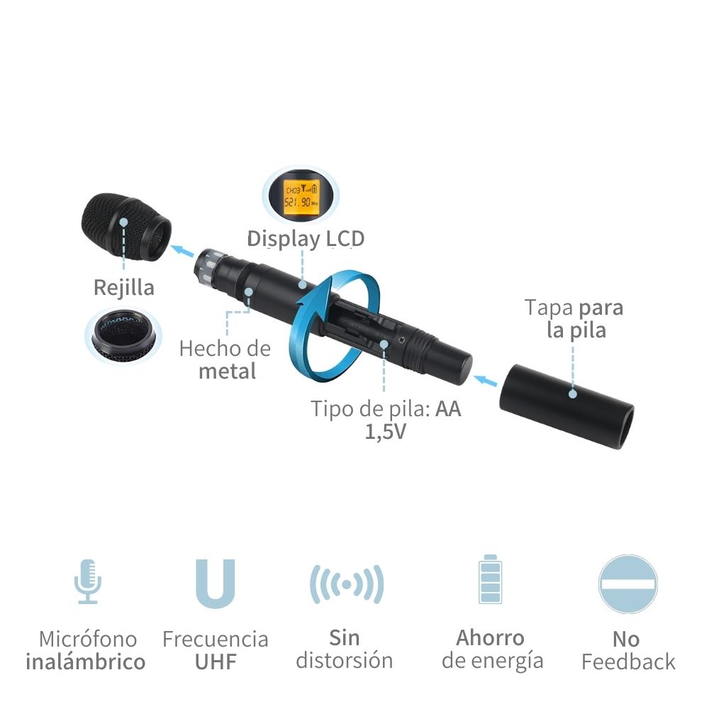 Micrófonos Xtuga A400 Inalambricos Alta Resolucion XLR 4 PZAS