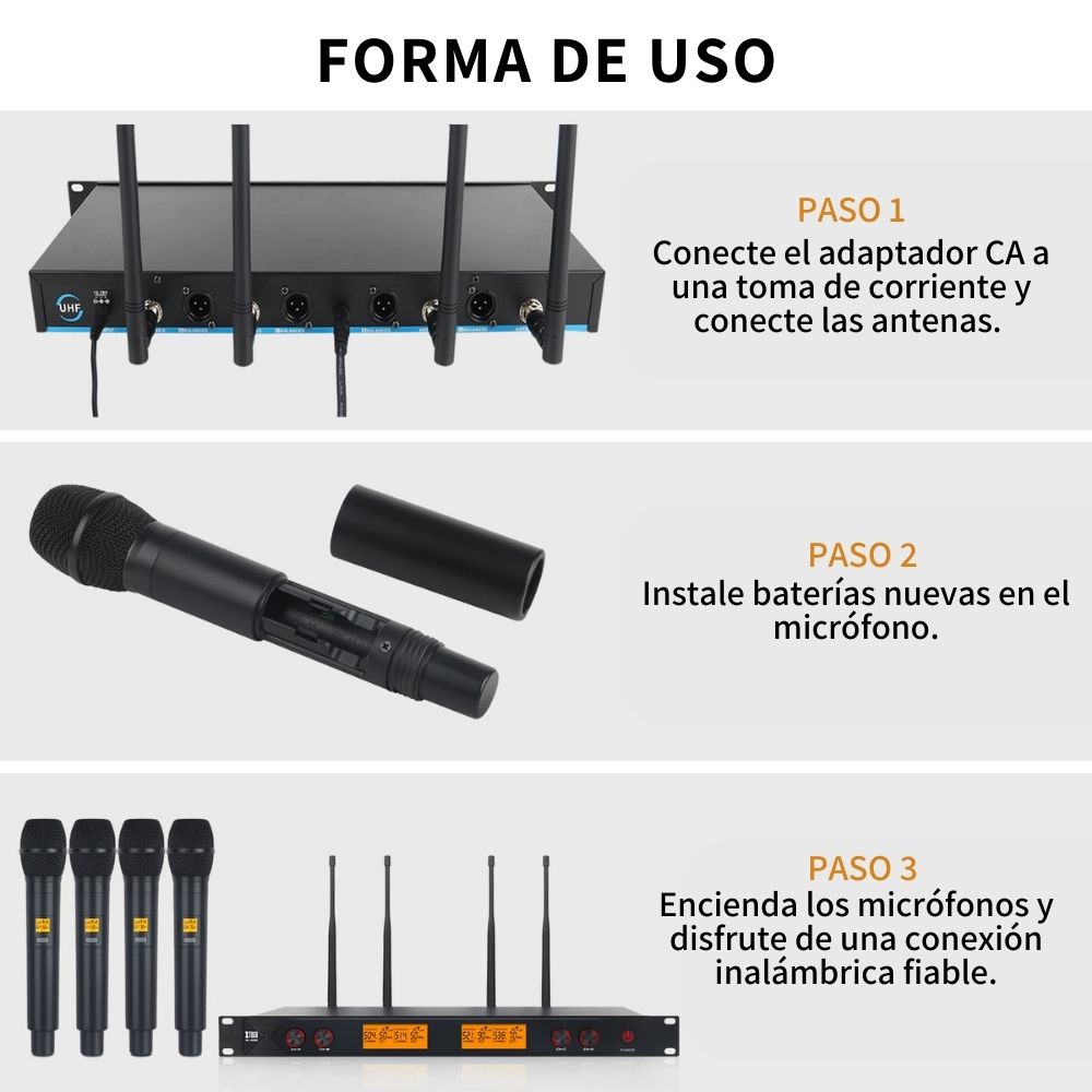 Micrófonos Xtuga A400 Inalambricos Alta Resolucion XLR 4 PZAS