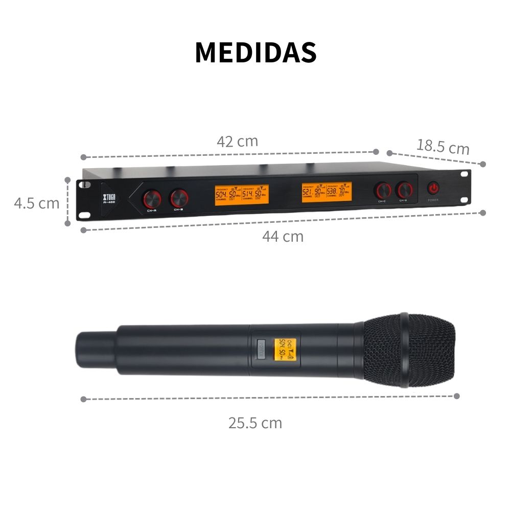 Micrófonos Xtuga A400 Inalambricos Alta Resolucion XLR 4 PZAS